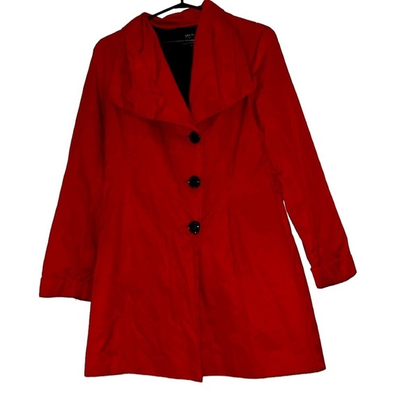 Simon Chang Vintage  Trench Short style women’s red blazer jacket Sz 6 - Picture 1 of 13